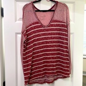 FREE PEOPLE long sleeve Pullover, red/white, SIZE LARGE